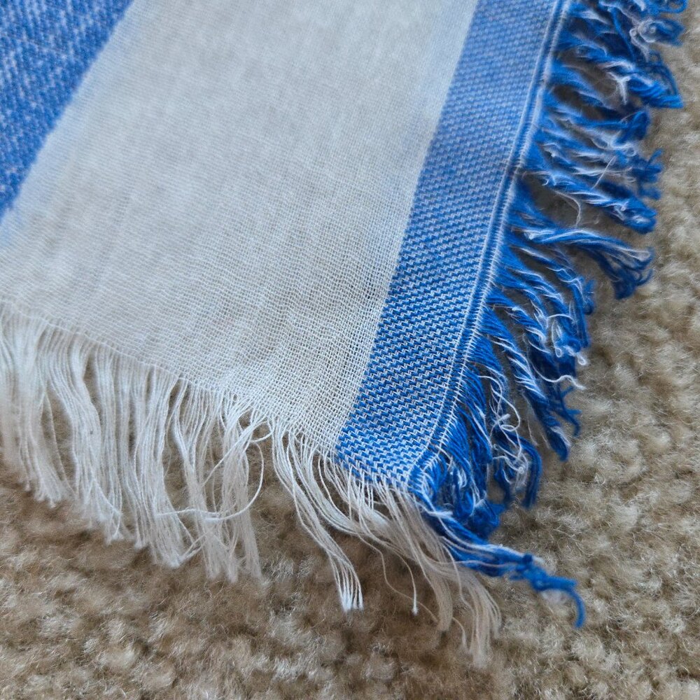 Anthropologie x Shingora Large Cotton Square Scarf Blue Saguaro Cactus - Picture 8 of 12